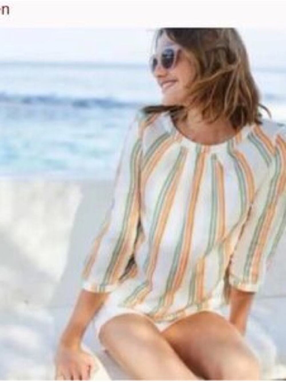 NWT $110 BODEN Katie linen striped blouse Top Sz 6/small - Picture 1 of 9